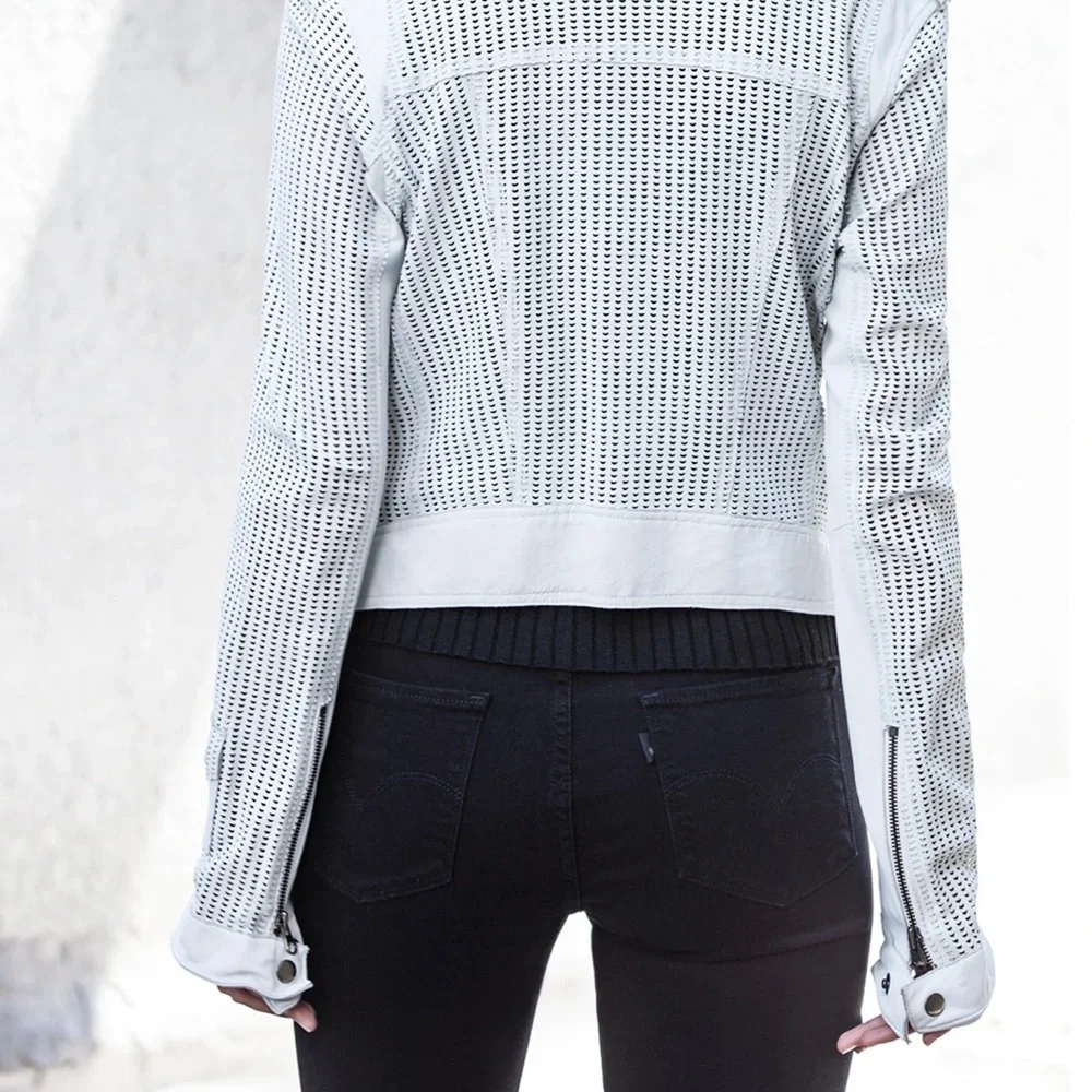 JOSEY PERFORATED WASHED LEATHER JACKET - Picture 4 of 11